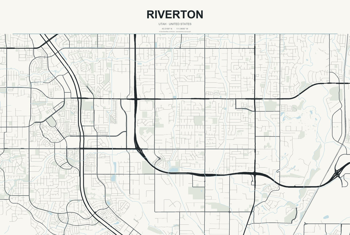 Riverton, Utah City Map Aluminum Sign in Headline Atlas style