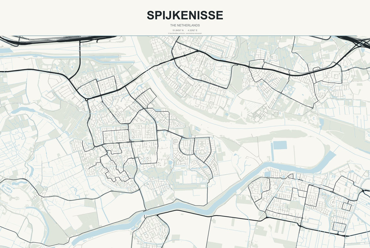 Spijkenisse, The Netherlands City Map Aluminum Sign in Headline Atlas style