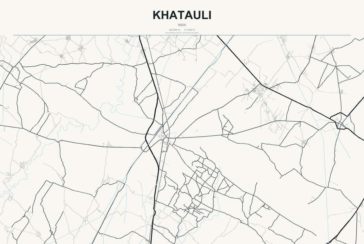 Khatauli, India City Map Aluminum Sign in Headline Atlas style