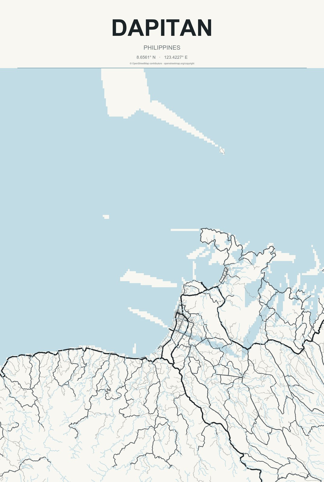 Dapitan, Philippines City Map Aluminum Sign in Headline Atlas style