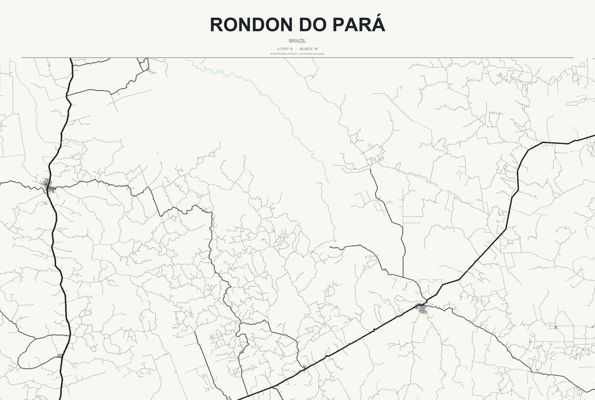 Rondon do Pará, Brazil City Map Aluminum Sign in Headline Atlas style