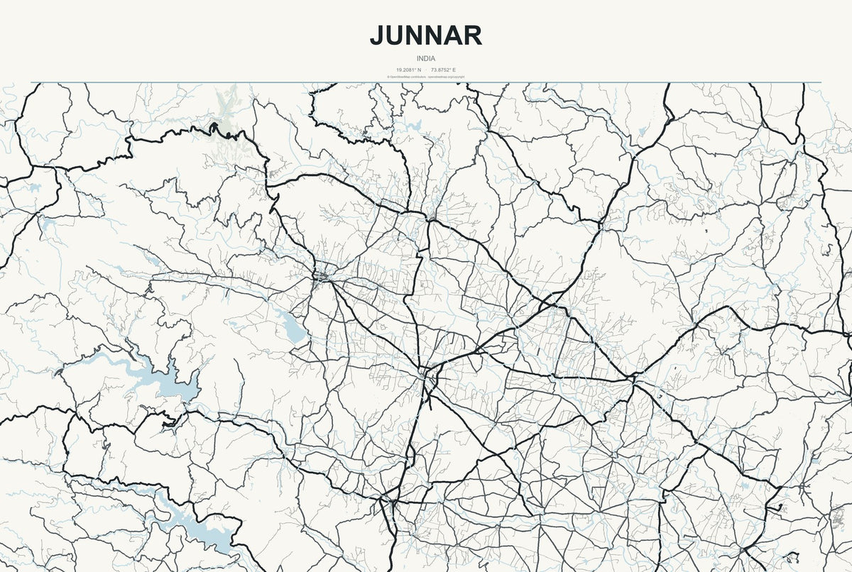 Junnar, India City Map Aluminum Sign in Headline Atlas style