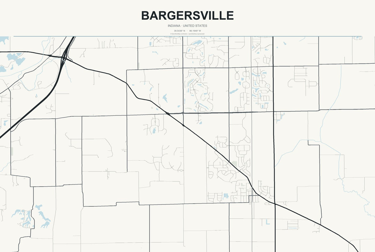 Bargersville, Indiana City Map Aluminum Sign in Headline Atlas style