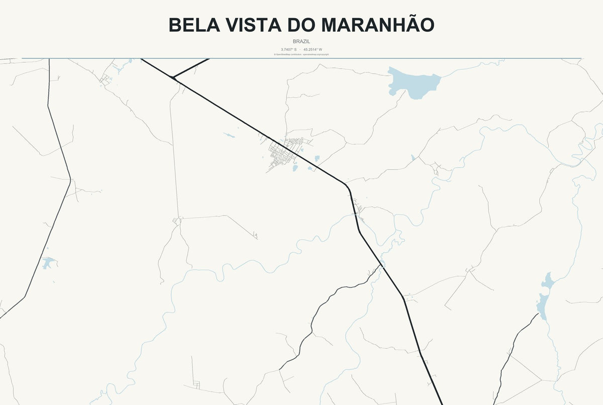 Bela Vista do Maranhão, Brazil City Map Aluminum Sign in Headline Atlas style