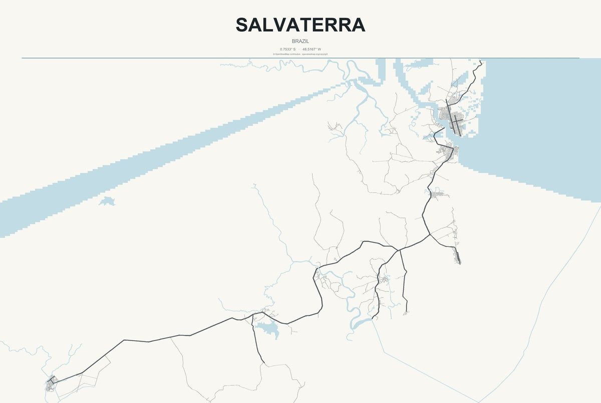 Salvaterra, Brazil City Map Aluminum Sign in Headline Atlas style
