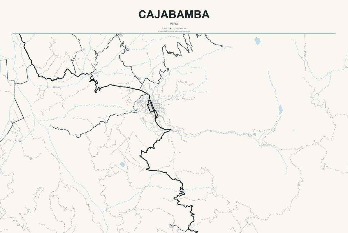 Cajabamba, Peru City Map Aluminum Sign in Headline Atlas style