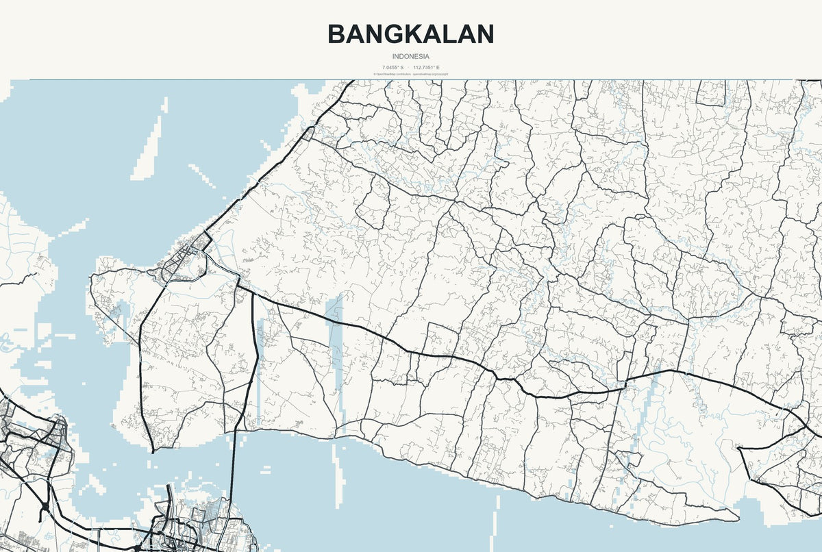 Bangkalan, Indonesia City Map Aluminum Sign in Headline Atlas style