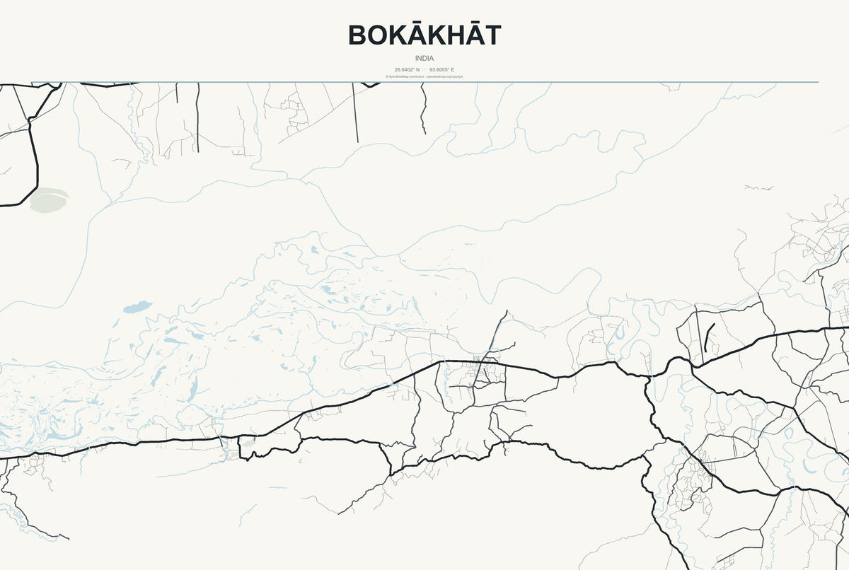 Bokākhāt, India City Map Aluminum Sign in Headline Atlas style