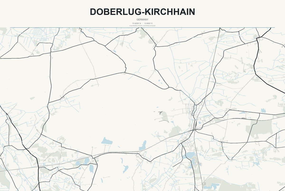 Doberlug-Kirchhain, Germany City Map Aluminum Sign in Headline Atlas style