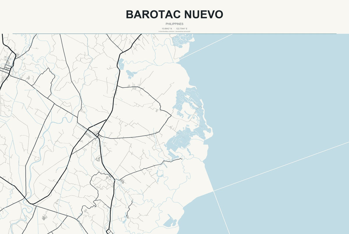 Barotac Nuevo, Philippines City Map Aluminum Sign in Headline Atlas style