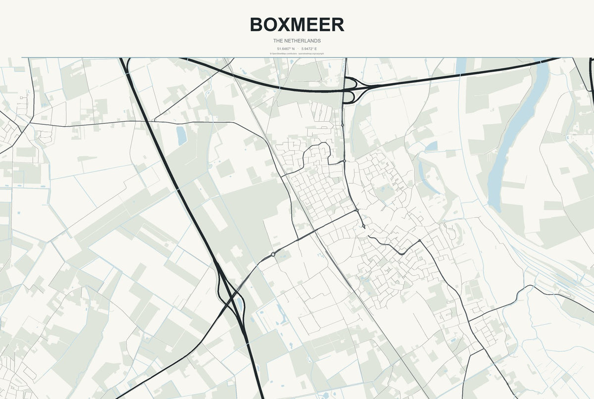 Boxmeer, The Netherlands City Map Aluminum Sign in Headline Atlas style