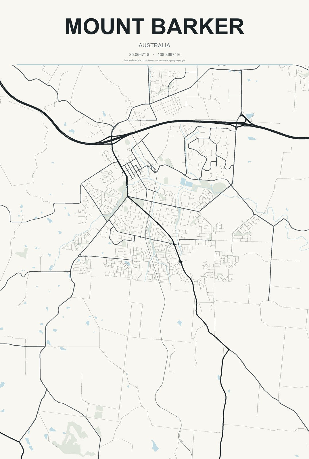 Mount Barker, Australia City Map Aluminum Sign in Headline Atlas style