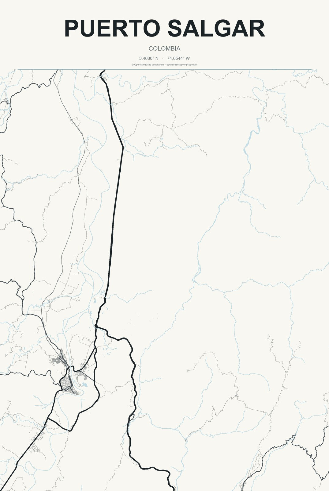 Puerto Salgar, Colombia City Map Aluminum Sign in Headline Atlas style
