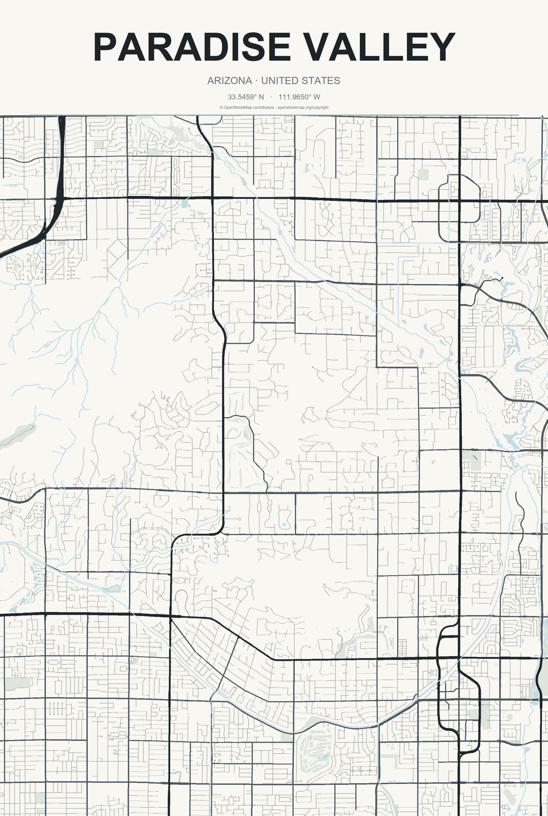 Paradise Valley, Arizona City Map Aluminum Sign in Headline Atlas style