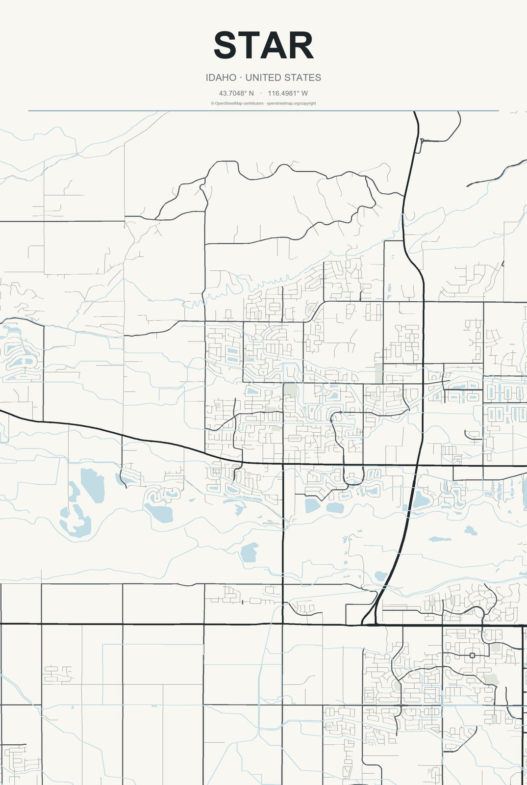 Star, Idaho City Map Aluminum Sign in Headline Atlas style