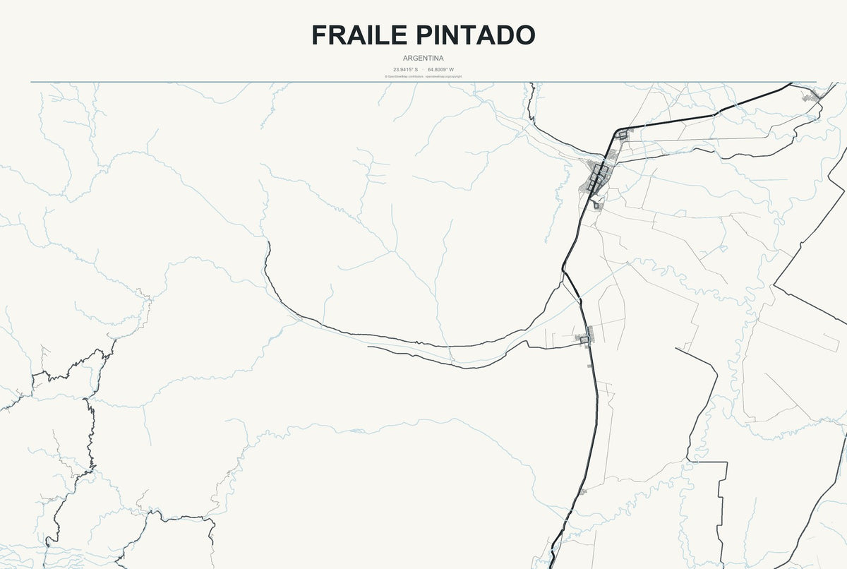 Fraile Pintado, Argentina City Map Aluminum Sign in Headline Atlas style