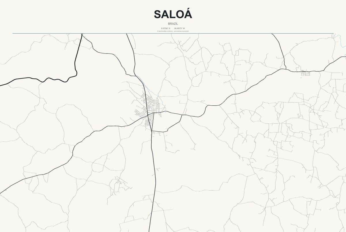 Saloá, Brazil City Map Aluminum Sign in Headline Atlas style