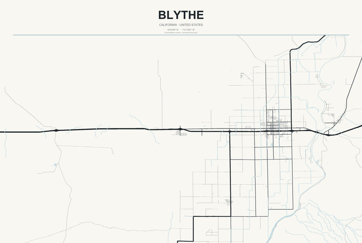 Blythe, California City Map Aluminum Sign in Headline Atlas style