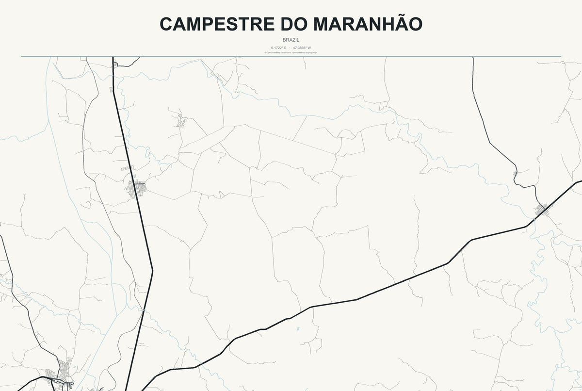 Campestre do Maranhão, Brazil City Map Aluminum Sign in Headline Atlas style