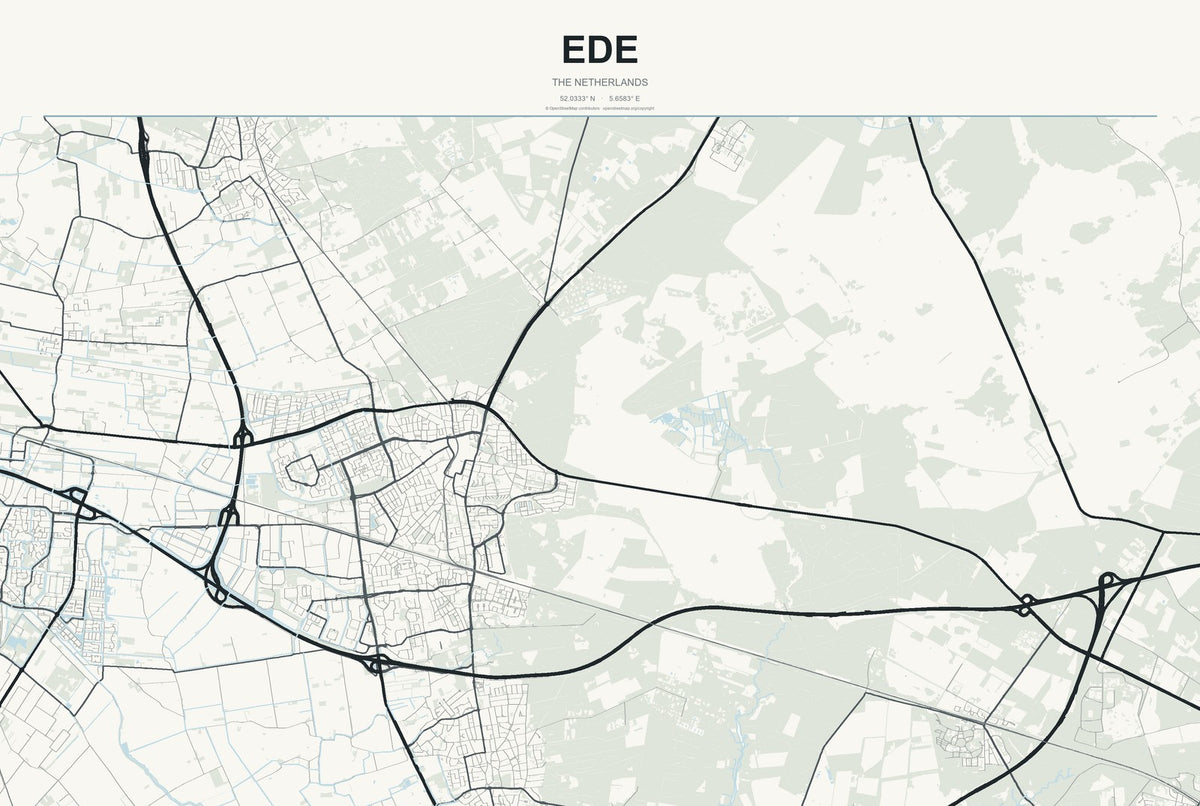 Ede, The Netherlands City Map Aluminum Sign in Headline Atlas style