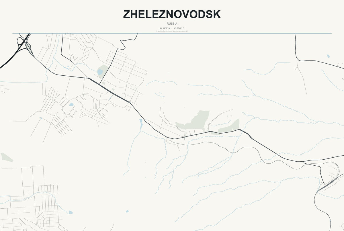 Zheleznovodsk, Russia City Map Aluminum Sign in Headline Atlas style