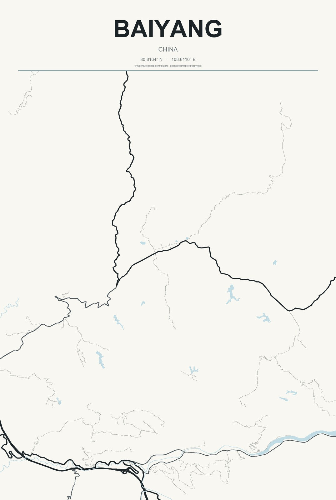Baiyang, China City Map Aluminum Sign in Headline Atlas style
