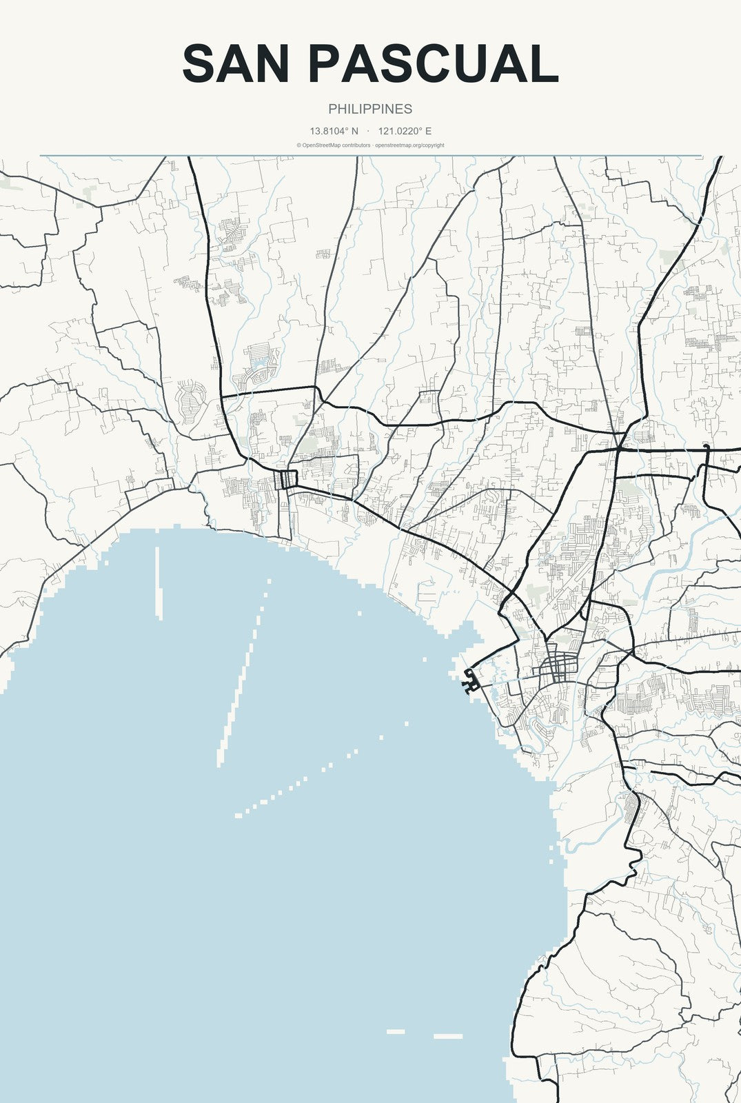 San Pascual, Philippines City Map Aluminum Sign in Headline Atlas style