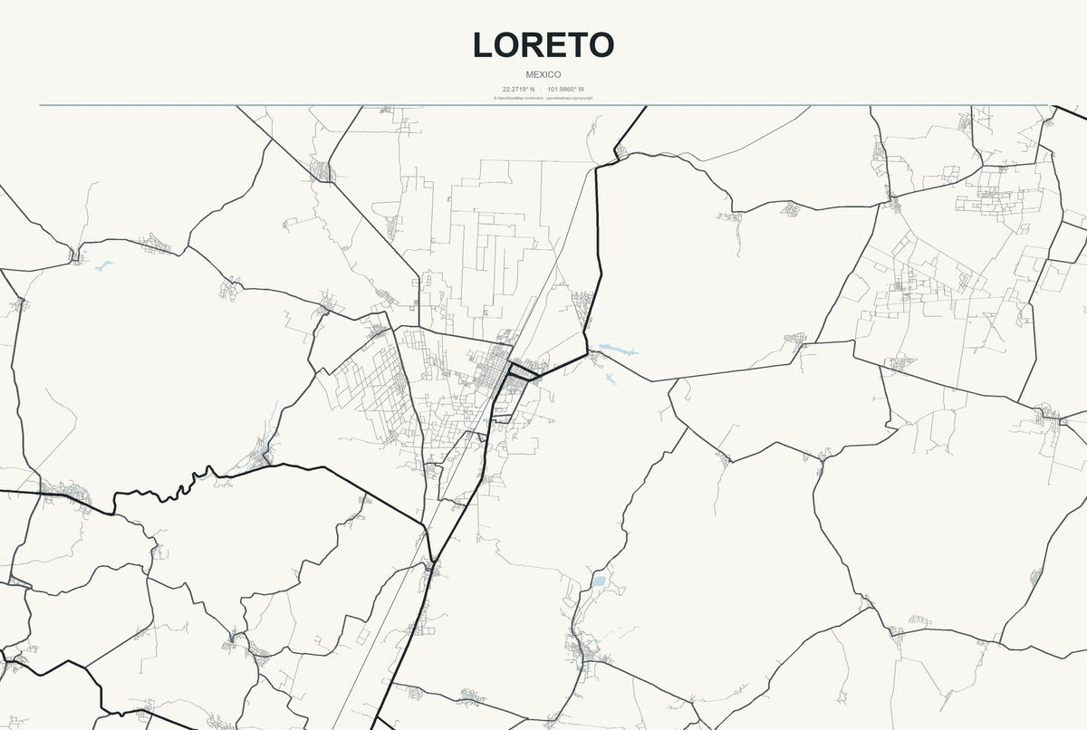 Loreto, Baja California Sur, Mexico City Map Aluminum Sign in Headline Atlas style