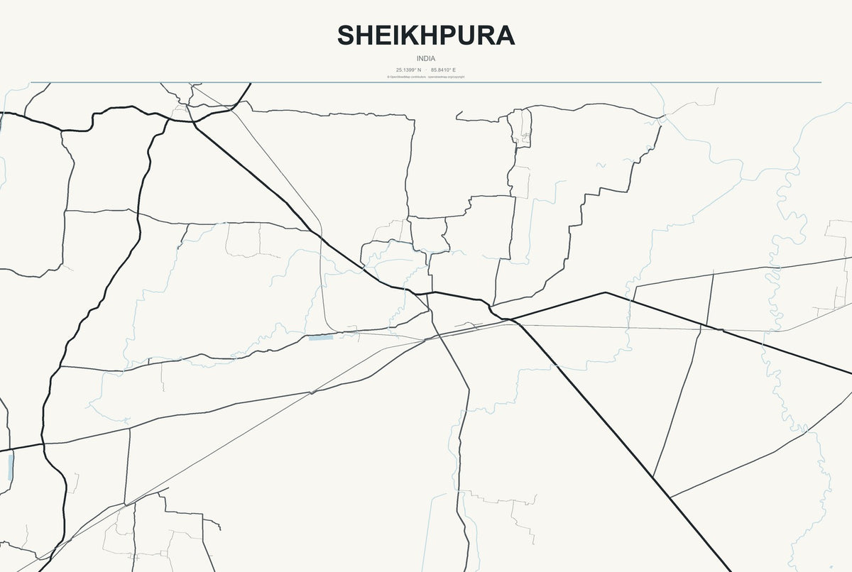 Sheikhpura, India City Map Aluminum Sign in Headline Atlas style