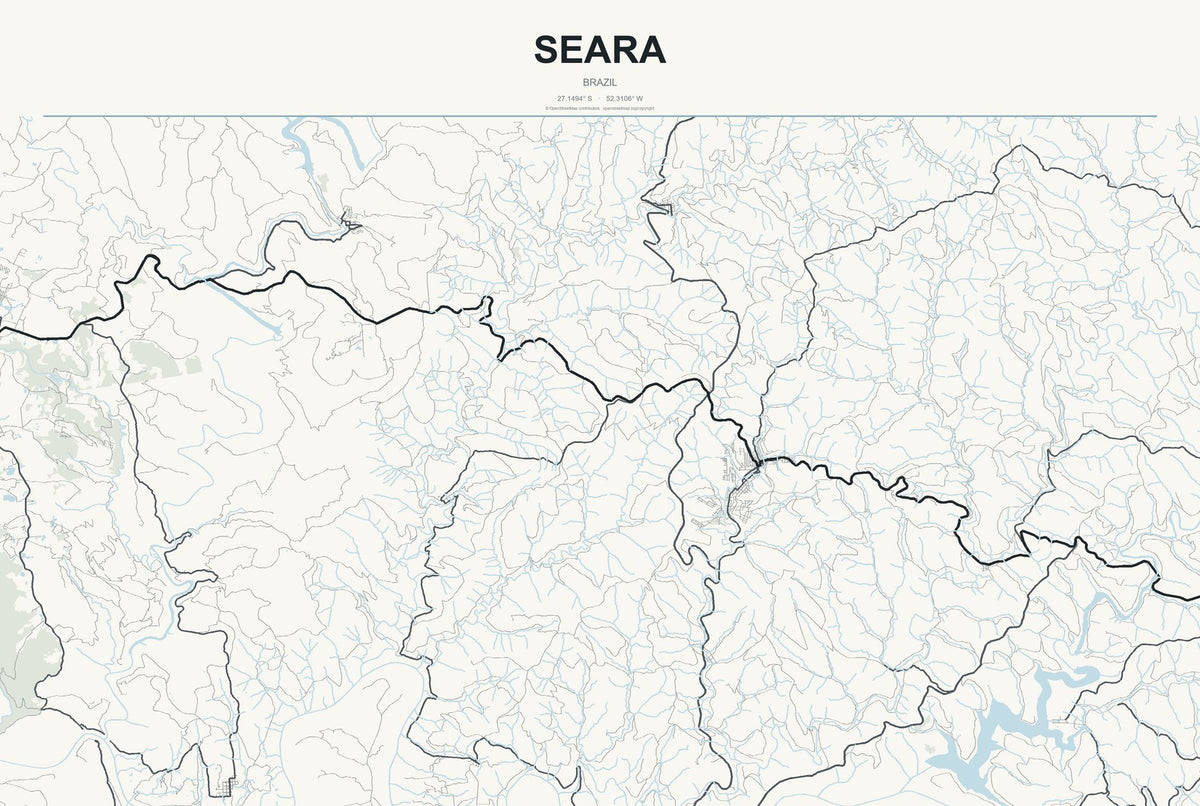 Seara, Brazil City Map Aluminum Sign in Headline Atlas style
