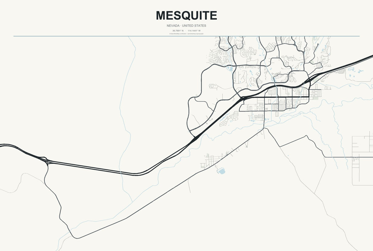 Mesquite, Nevada City Map Aluminum Sign in Headline Atlas style