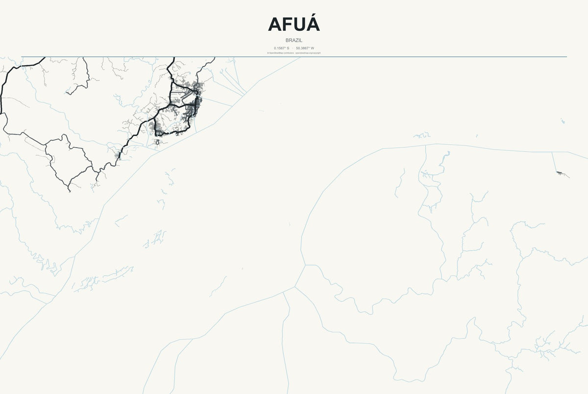 Afuá, Brazil City Map Aluminum Sign in Headline Atlas style