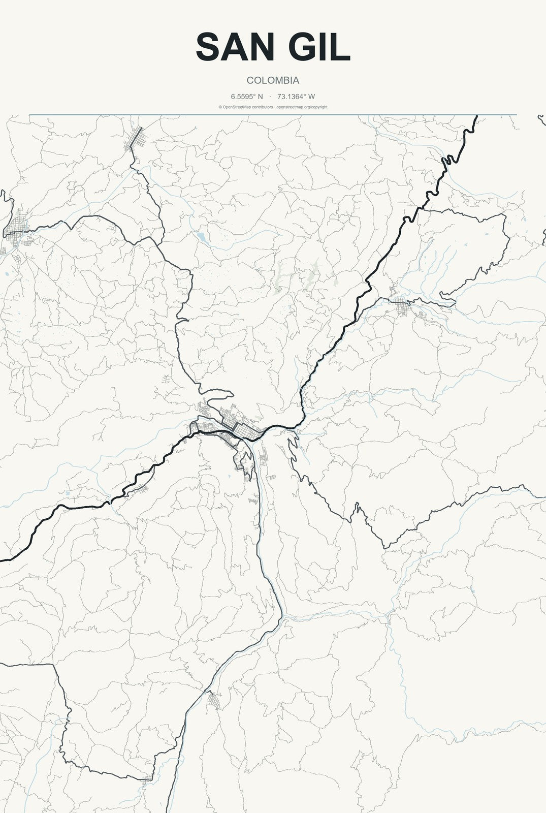 San Gil, Colombia City Map Aluminum Sign in Headline Atlas style