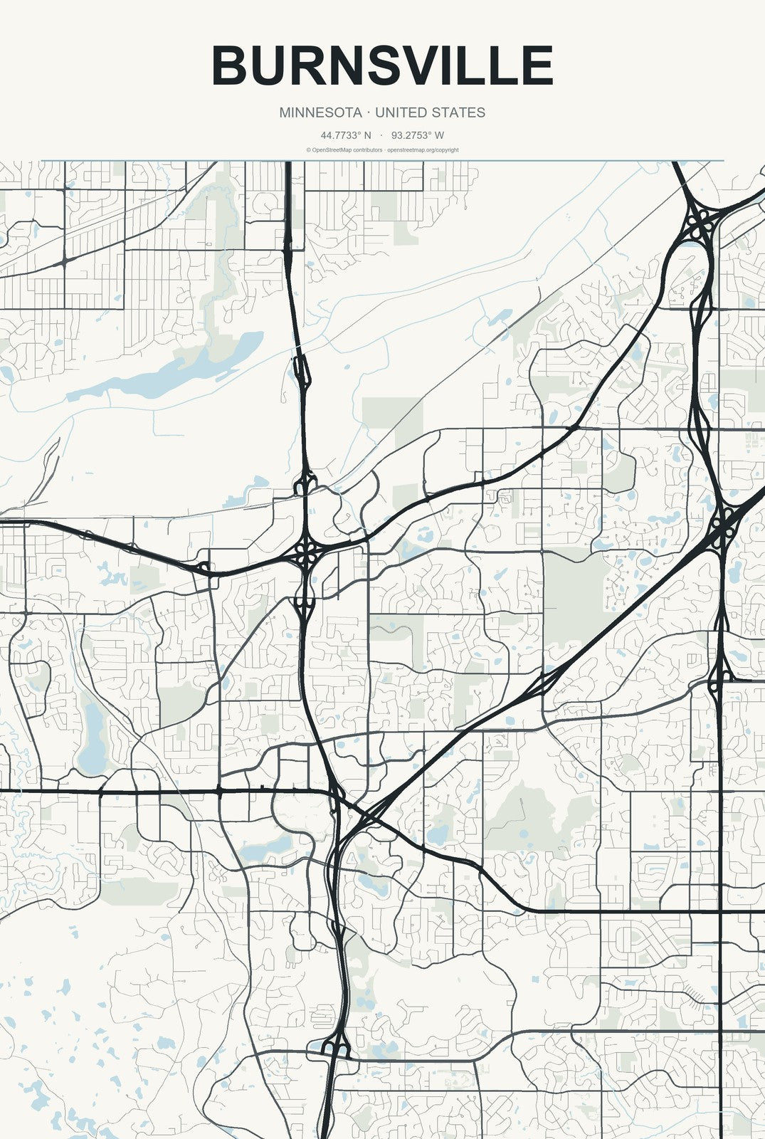 Burnsville, Minnesota City Map Aluminum Sign in Headline Atlas style