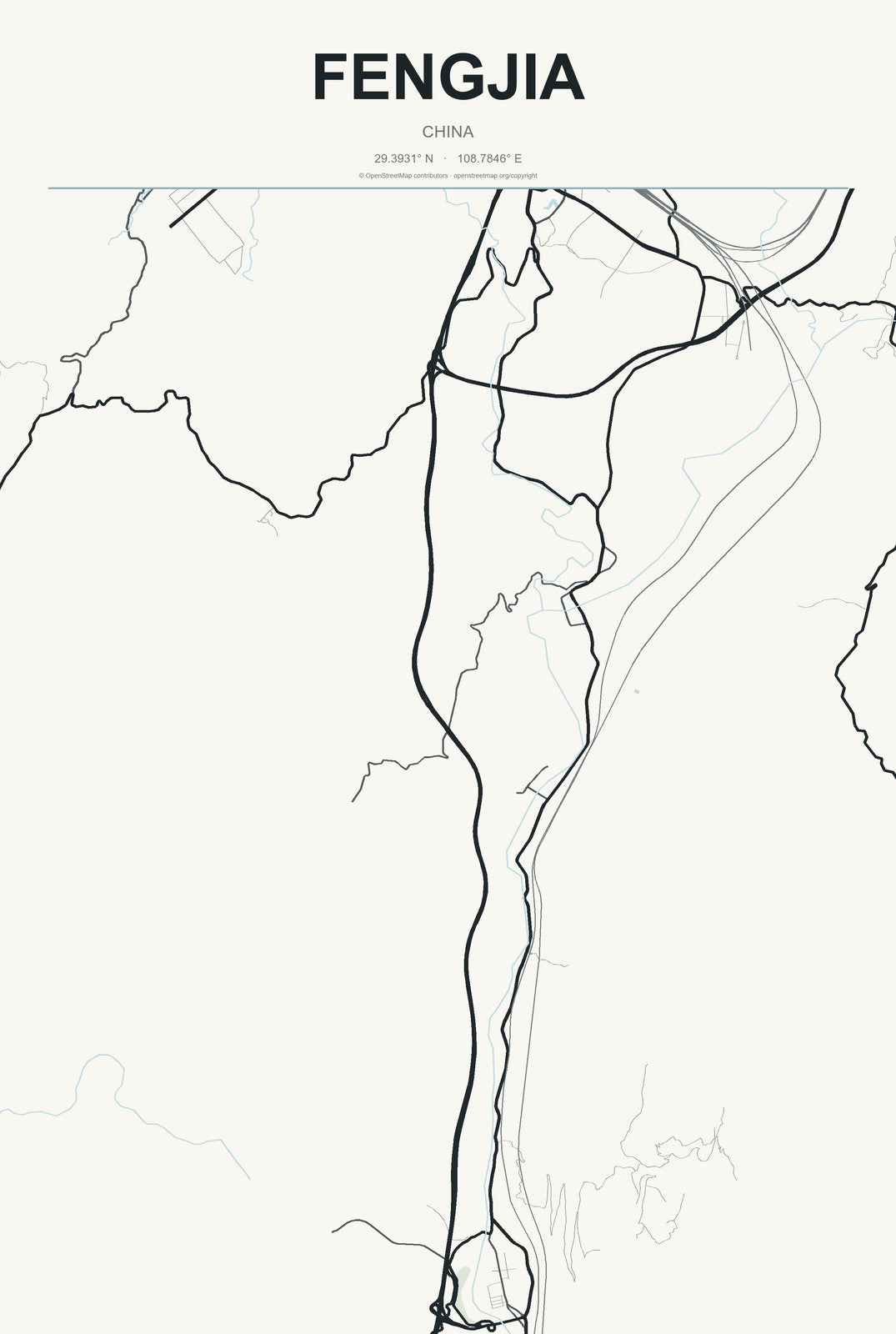 Fengjia, China City Map Aluminum Sign in Headline Atlas style