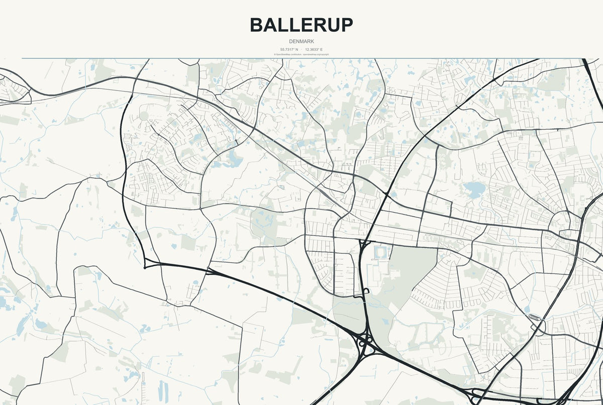 Ballerup, Denmark City Map Aluminum Sign in Headline Atlas style