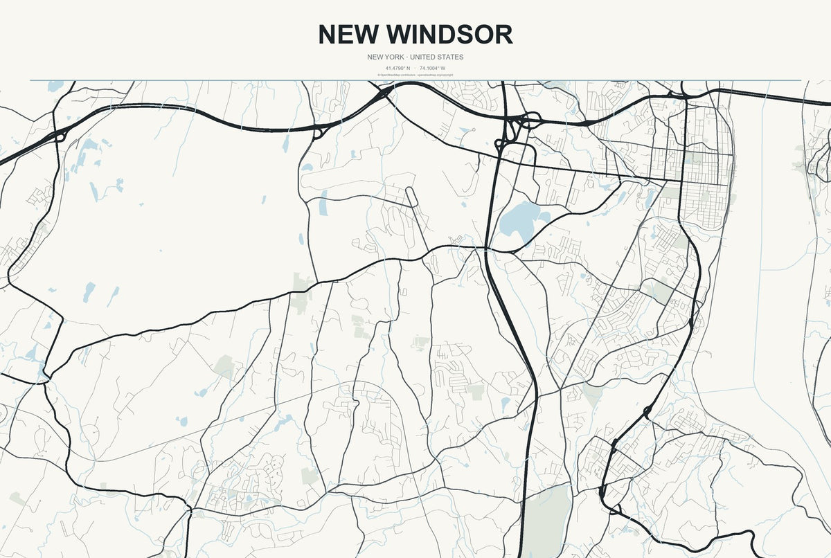New Windsor, New York City Map Aluminum Sign in Headline Atlas style