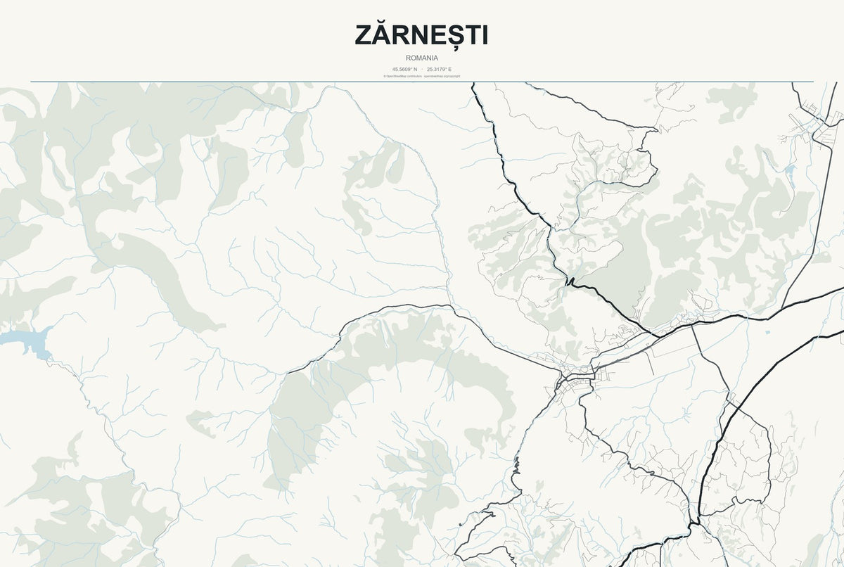 Zărnești, Romania City Map Aluminum Sign in Headline Atlas style