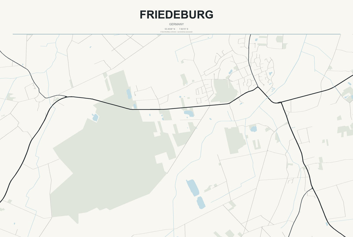 Friedeburg, Germany City Map Aluminum Sign in Headline Atlas style