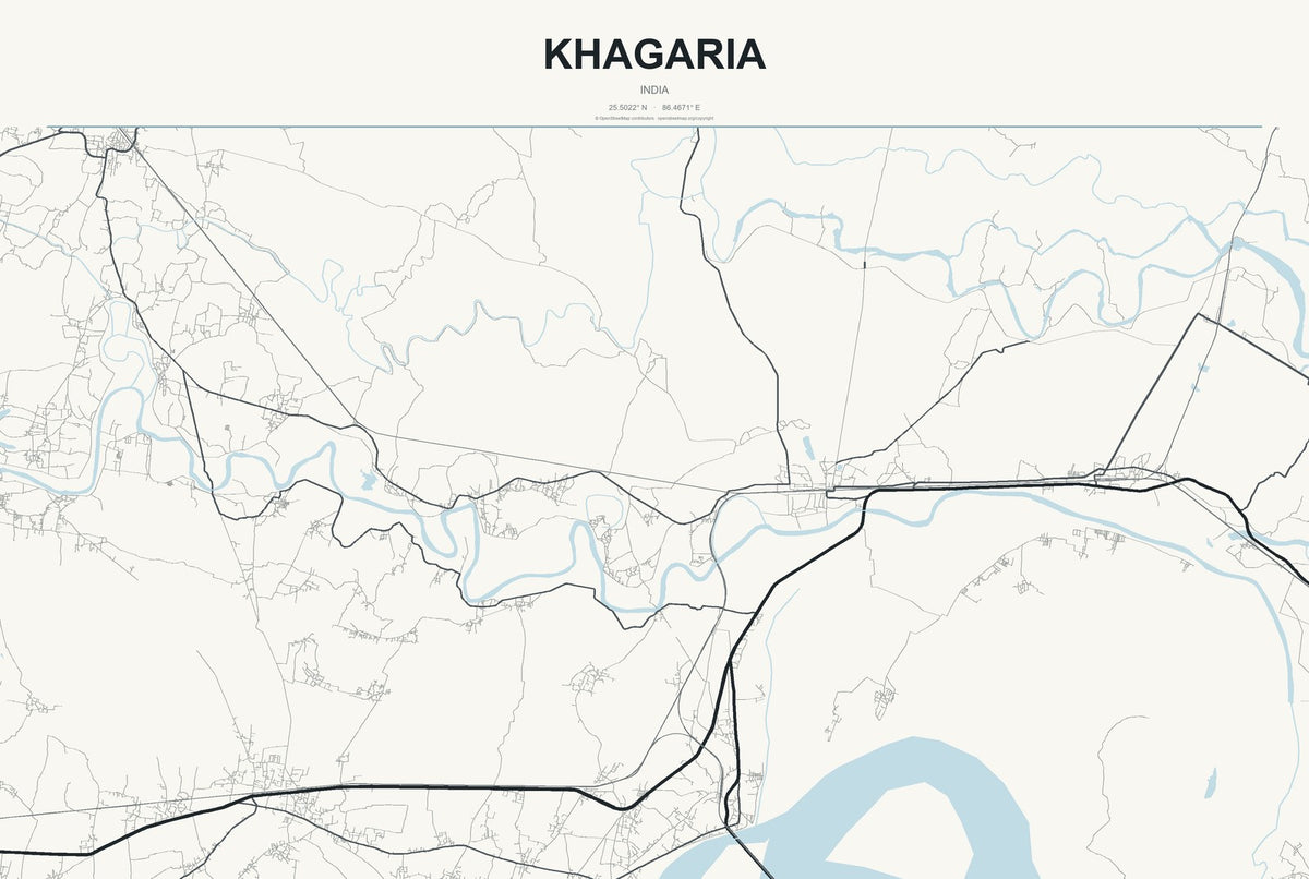 Khagaria, India City Map Aluminum Sign in Headline Atlas style