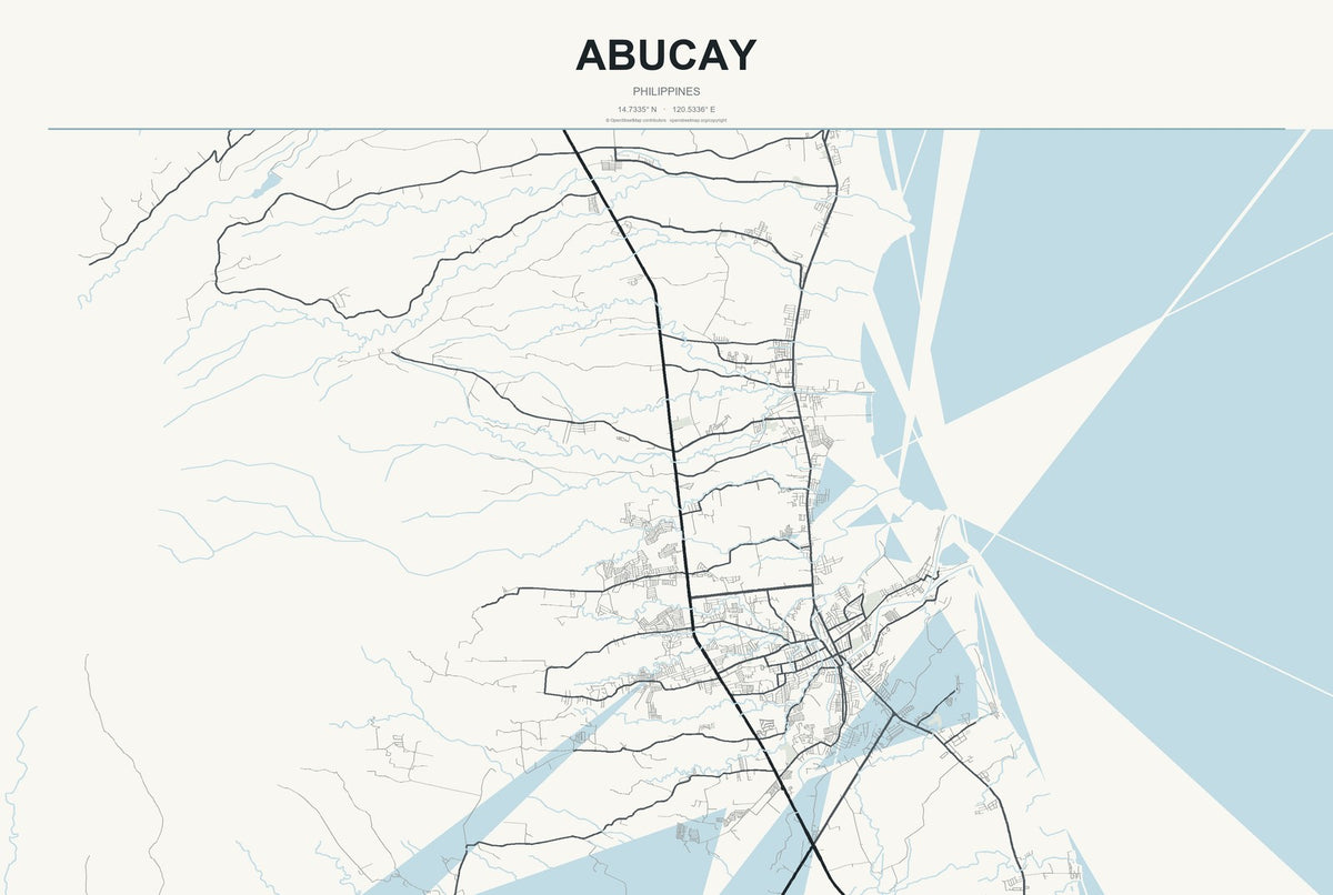Abucay, Philippines City Map Aluminum Sign in Headline Atlas style