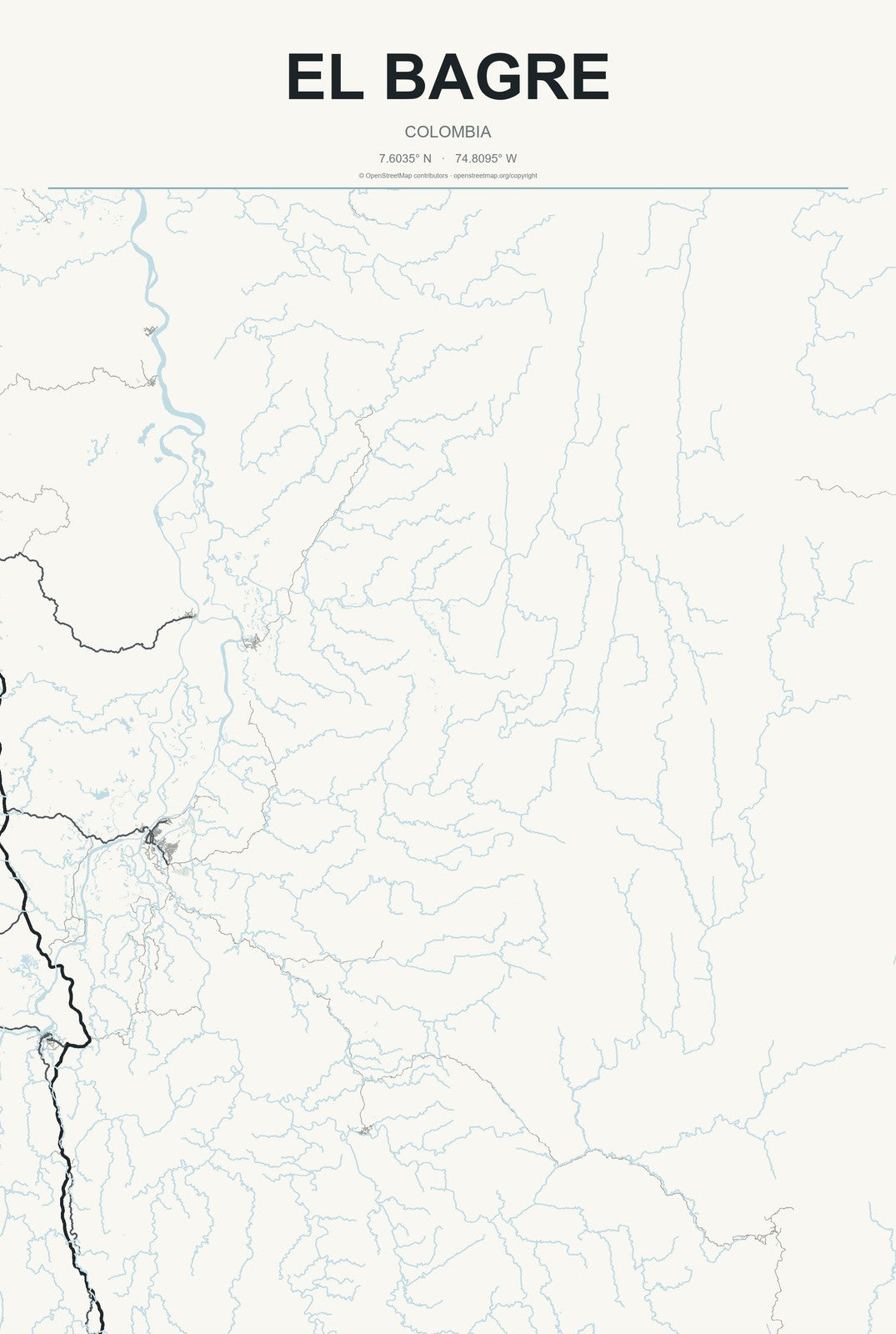 El Bagre, Colombia City Map Aluminum Sign in Headline Atlas style