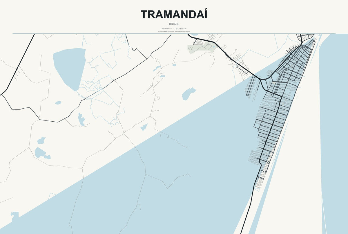 Tramandaí, Brazil City Map Aluminum Sign in Headline Atlas style