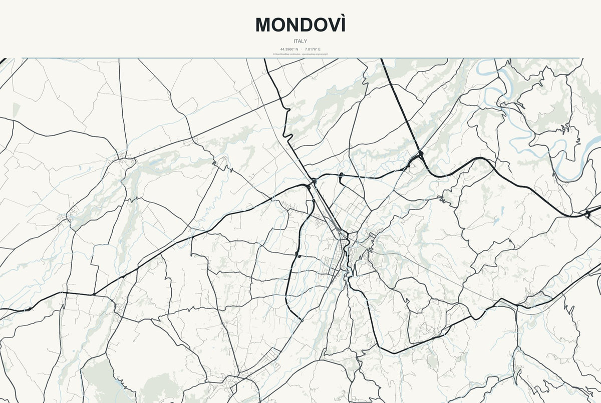 Mondovì, Italy City Map Aluminum Sign in Headline Atlas style
