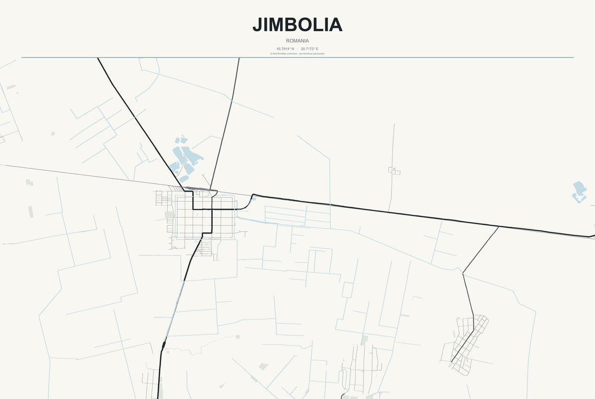 Jimbolia, Romania City Map Aluminum Sign in Headline Atlas style