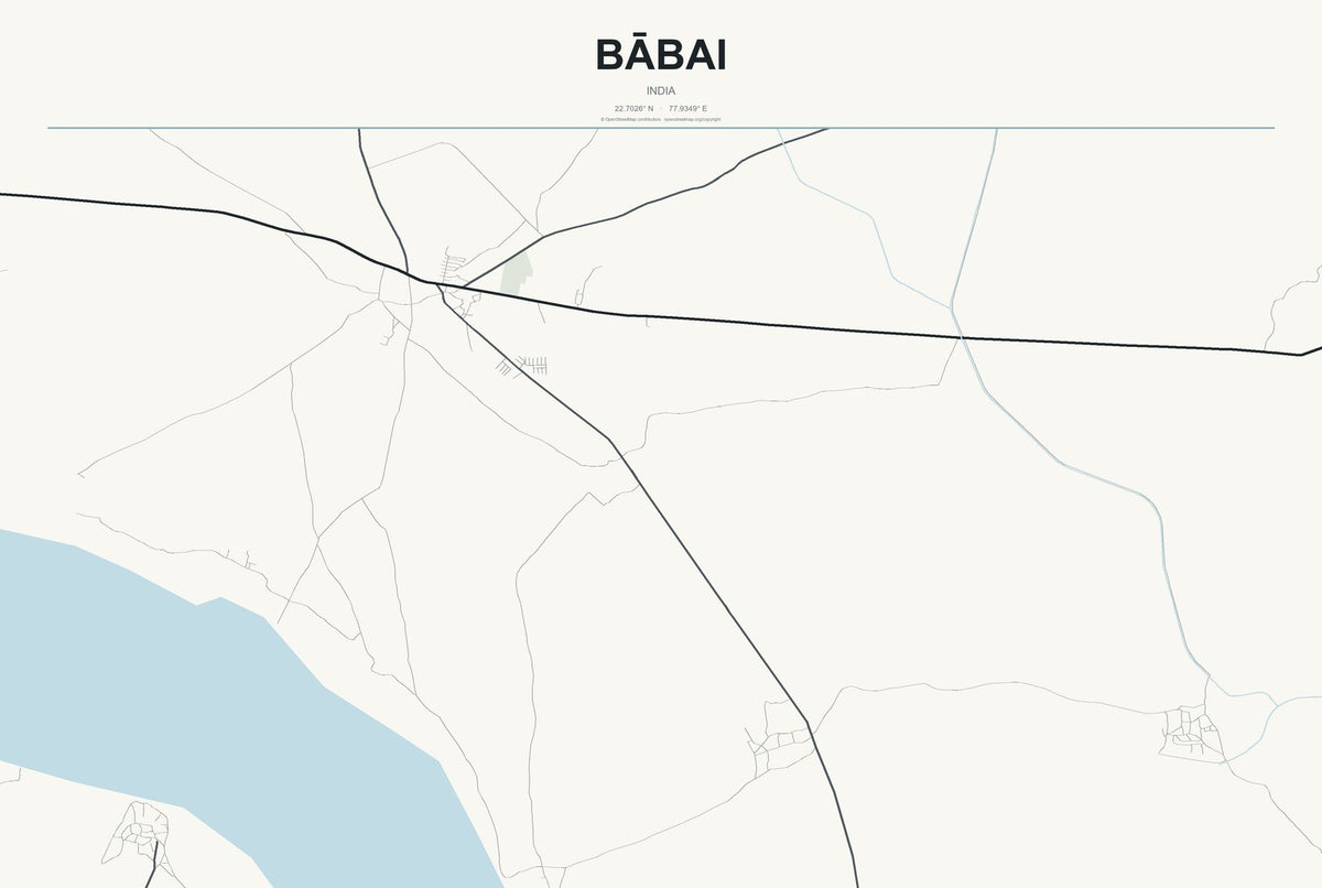 Bābai, India City Map Aluminum Sign in Headline Atlas style