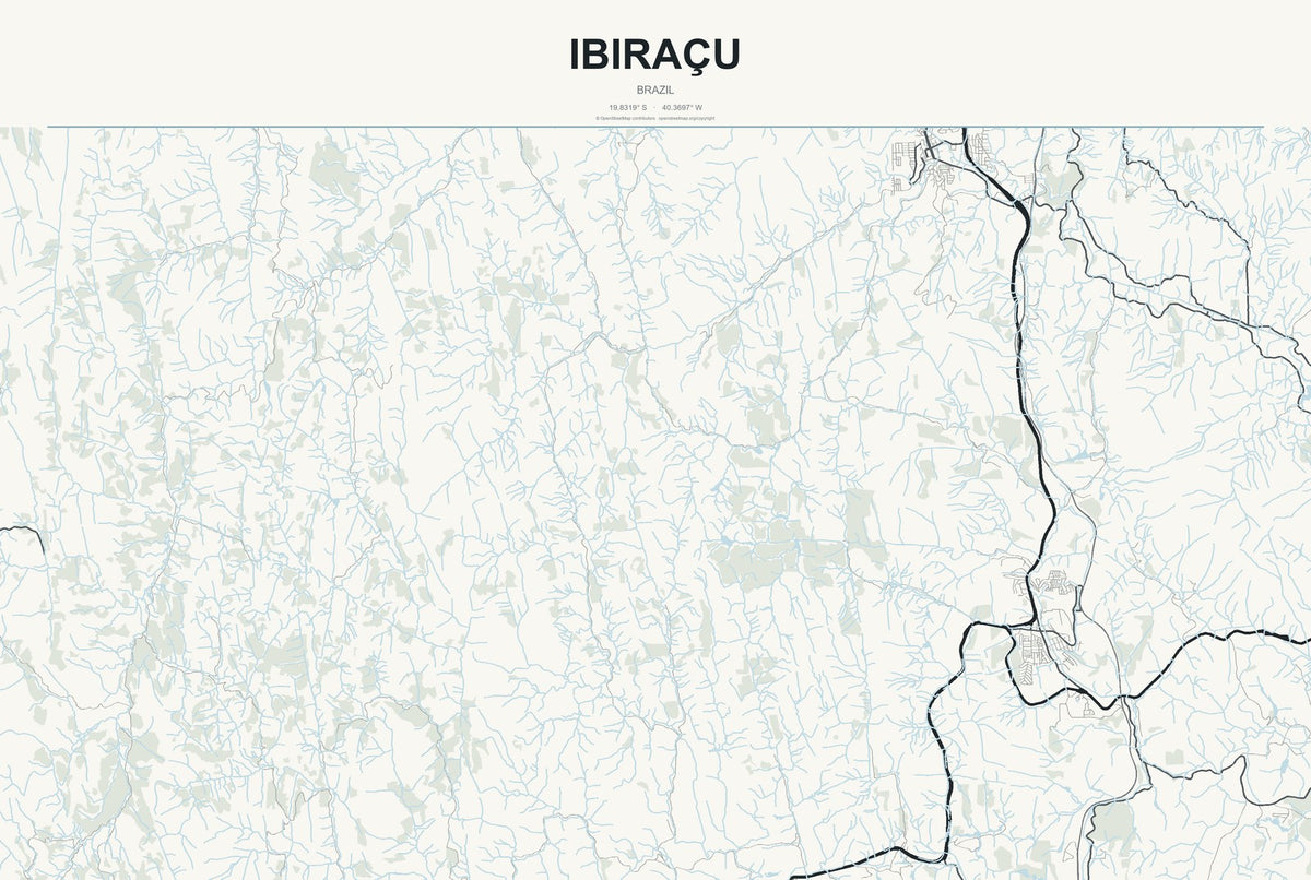 Ibiraçu, Brazil City Map Aluminum Sign in Headline Atlas style