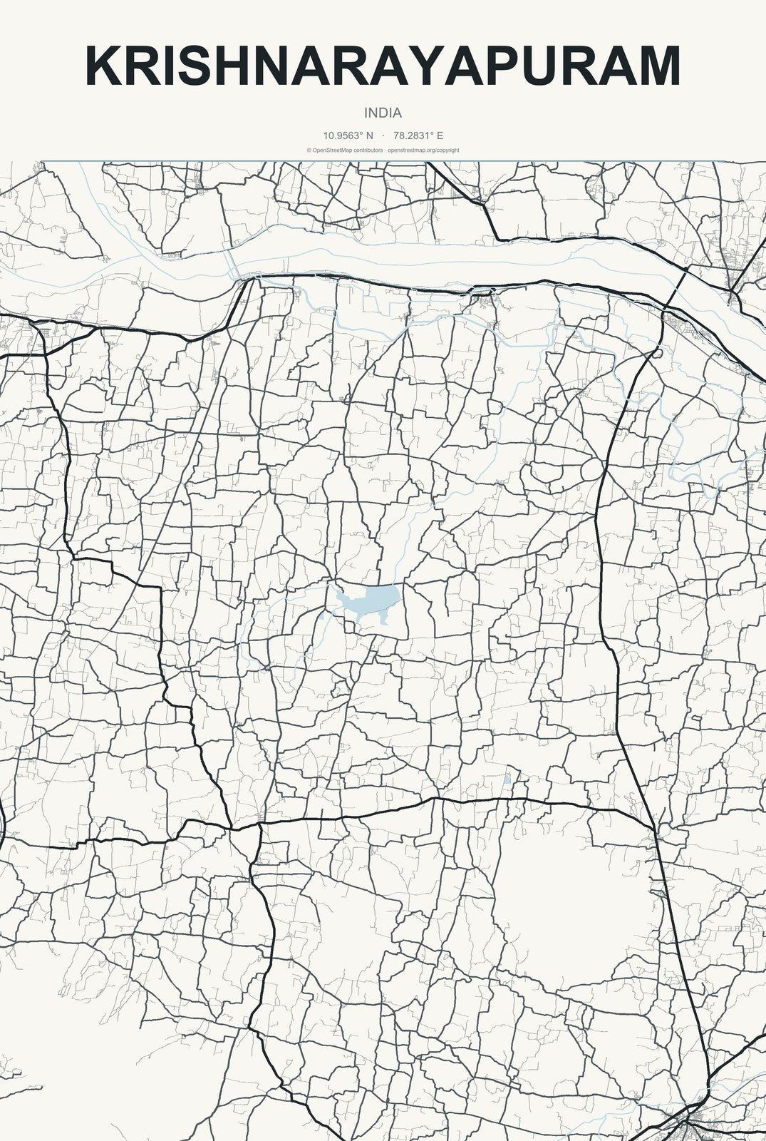 Krishnarayapuram, India City Map Aluminum Sign in Headline Atlas style