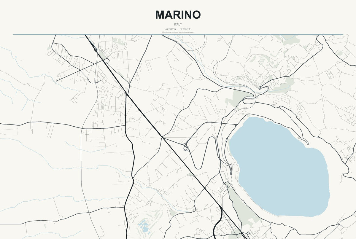 Marino, Italy City Map Aluminum Sign in Headline Atlas style