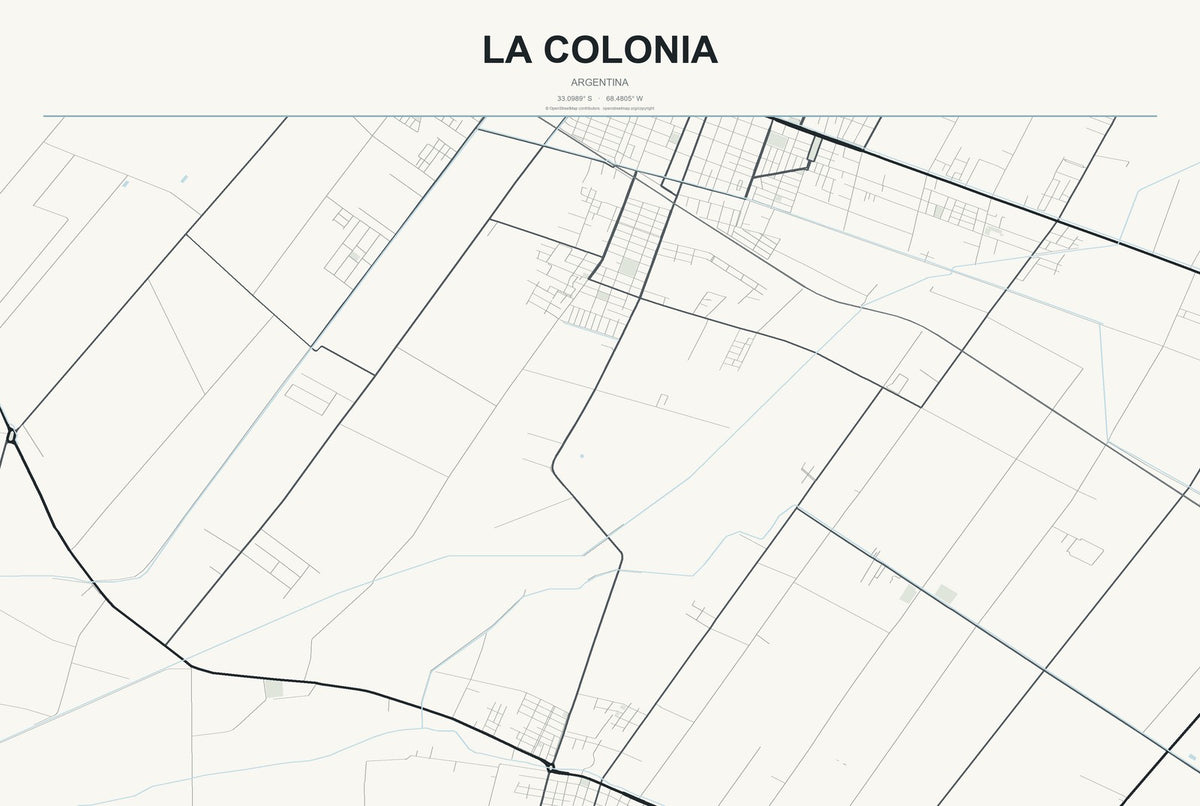 La Colonia, Argentina City Map Aluminum Sign in Headline Atlas style